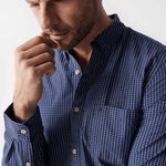 Camisa Salsa Jeans de Hombre Manga Larga de Cuadros Azul - ECRU