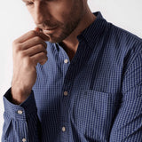 Camisa Salsa Jeans de Hombre Manga Larga de Cuadros Azul - ECRU