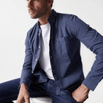 Camisa Salsa Jeans de Hombre Manga Larga de Cuadros Azul - ECRU