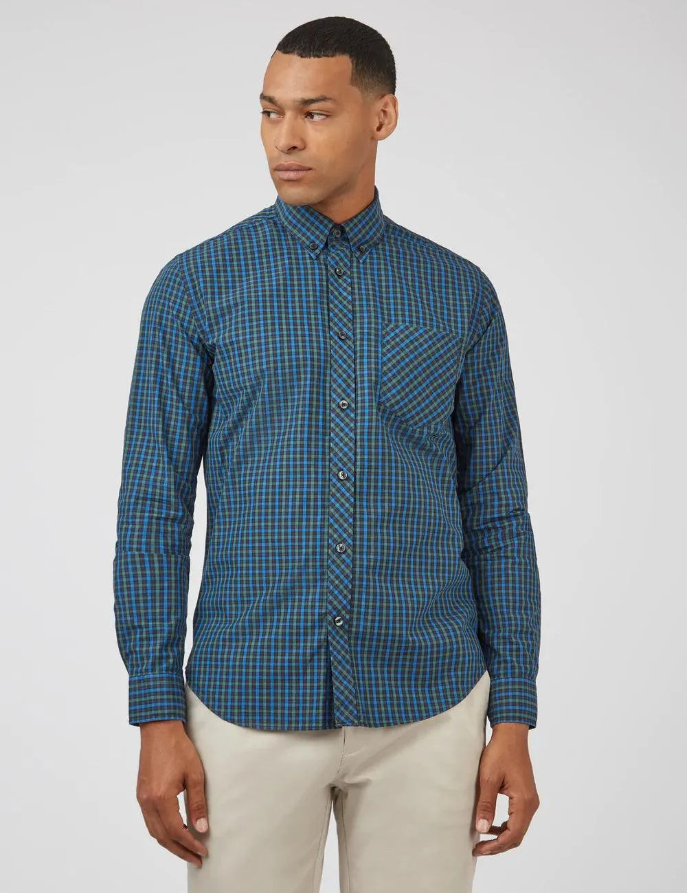 Camisa Signature House Check Dark Emerald - ECRU