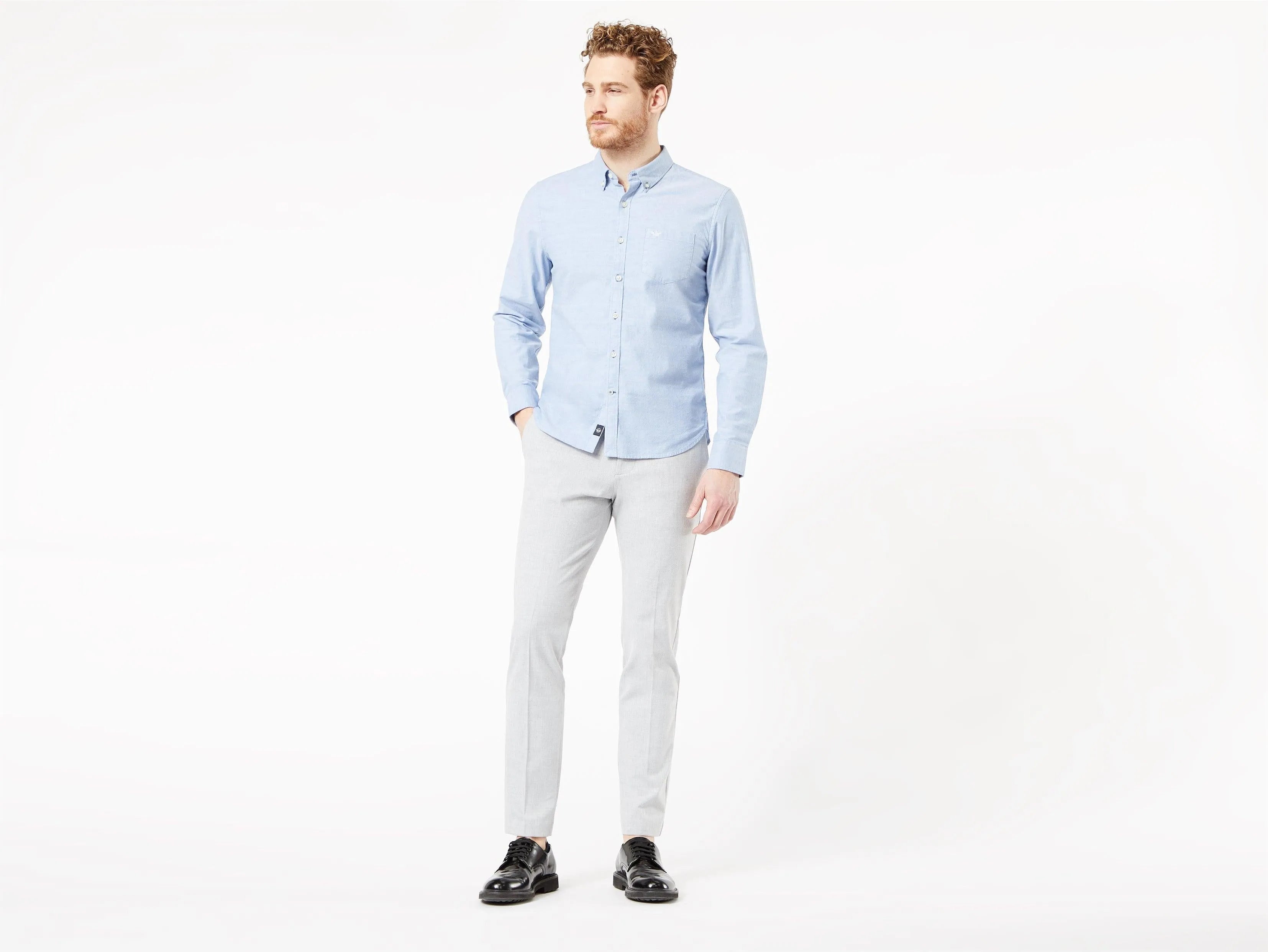 Camisa Slim Fit Cuello 2 Botones - ECRU