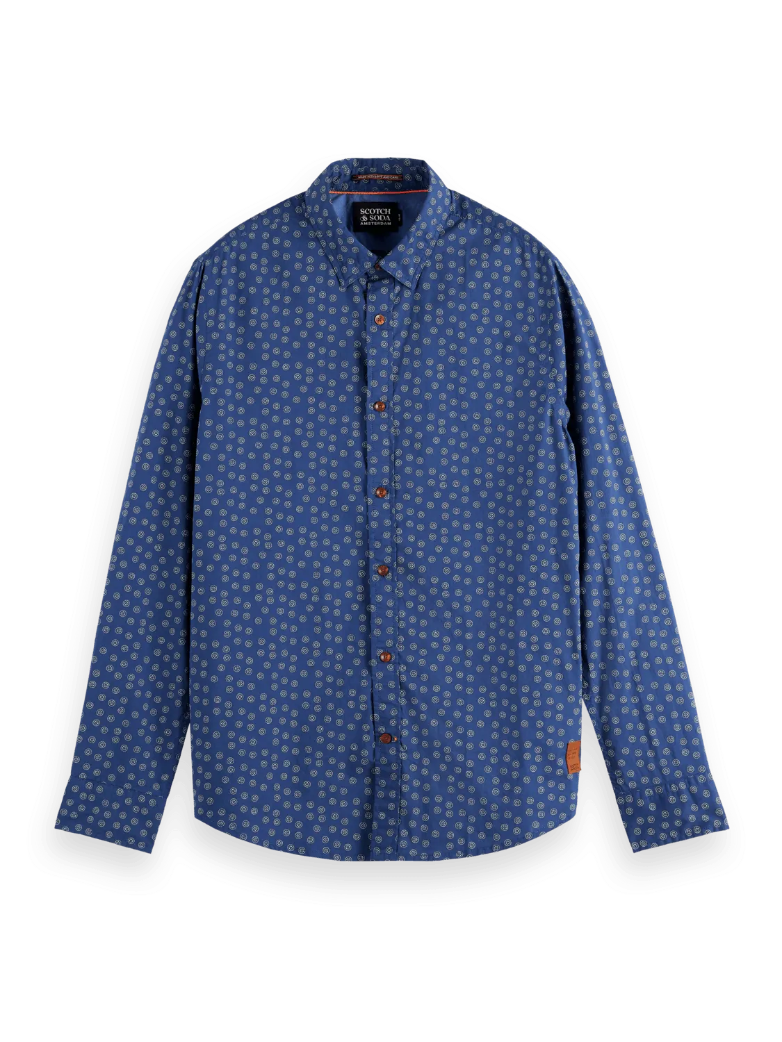 Camisa slim fit estampada en popelín - ECRU