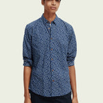 Camisa slim fit estampada en popelín - ECRU