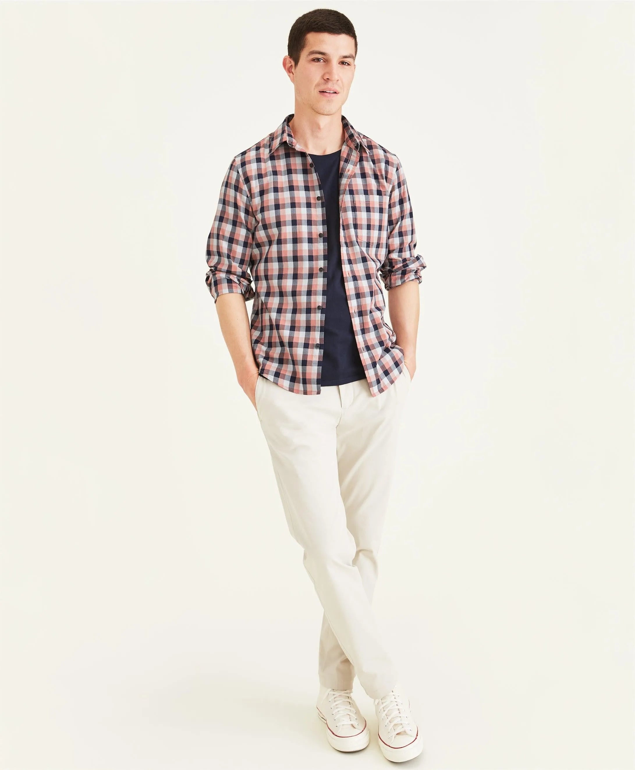 Camisa Slim Fit Icon Button Up Shirt - ECRU