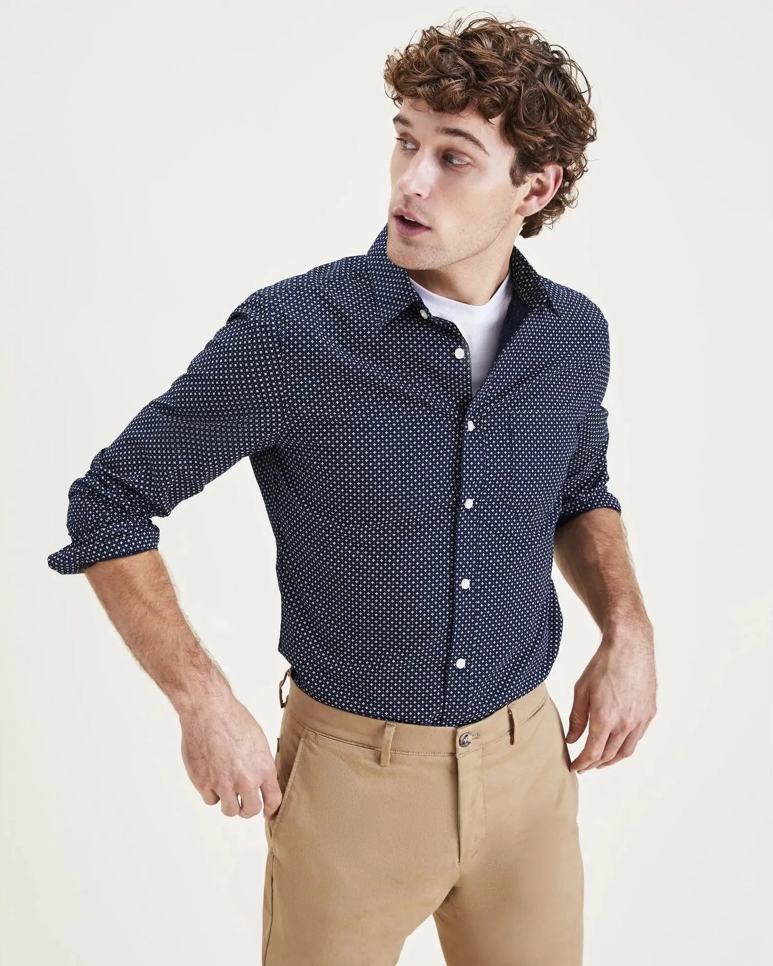 Camisa Slim Original Santee Navy Blazer - ECRU