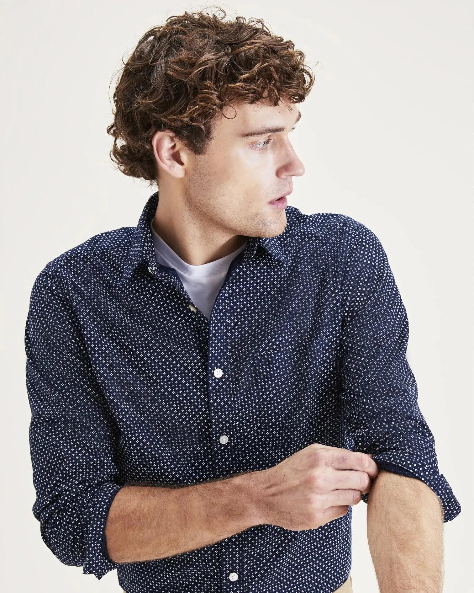 Camisa Slim Original Santee Navy Blazer - ECRU