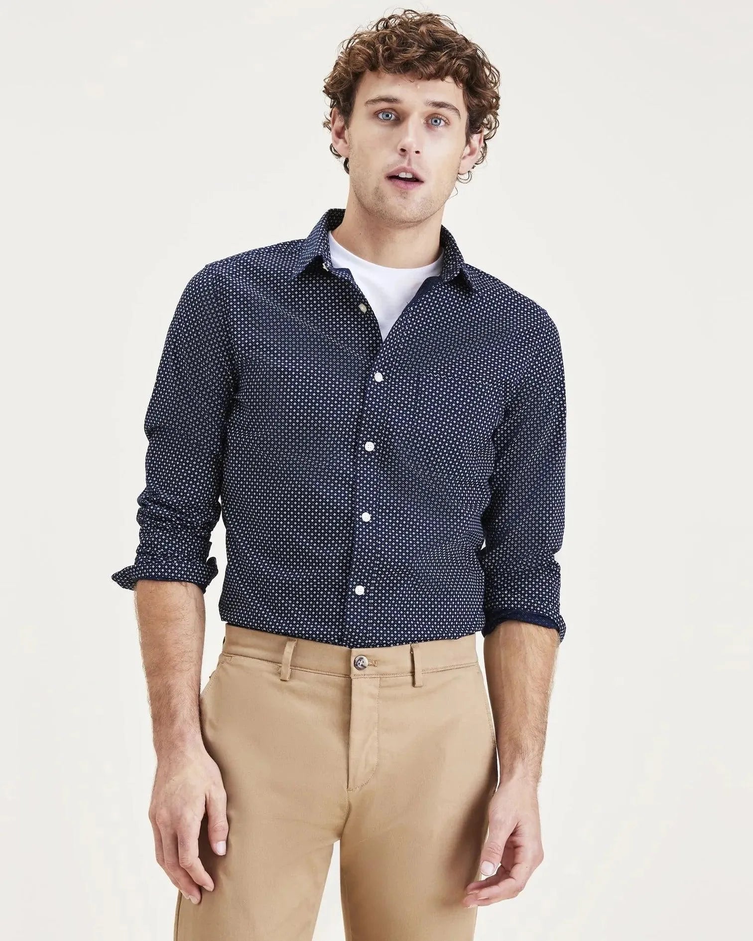 Camisa Slim Original Santee Navy Blazer - ECRU