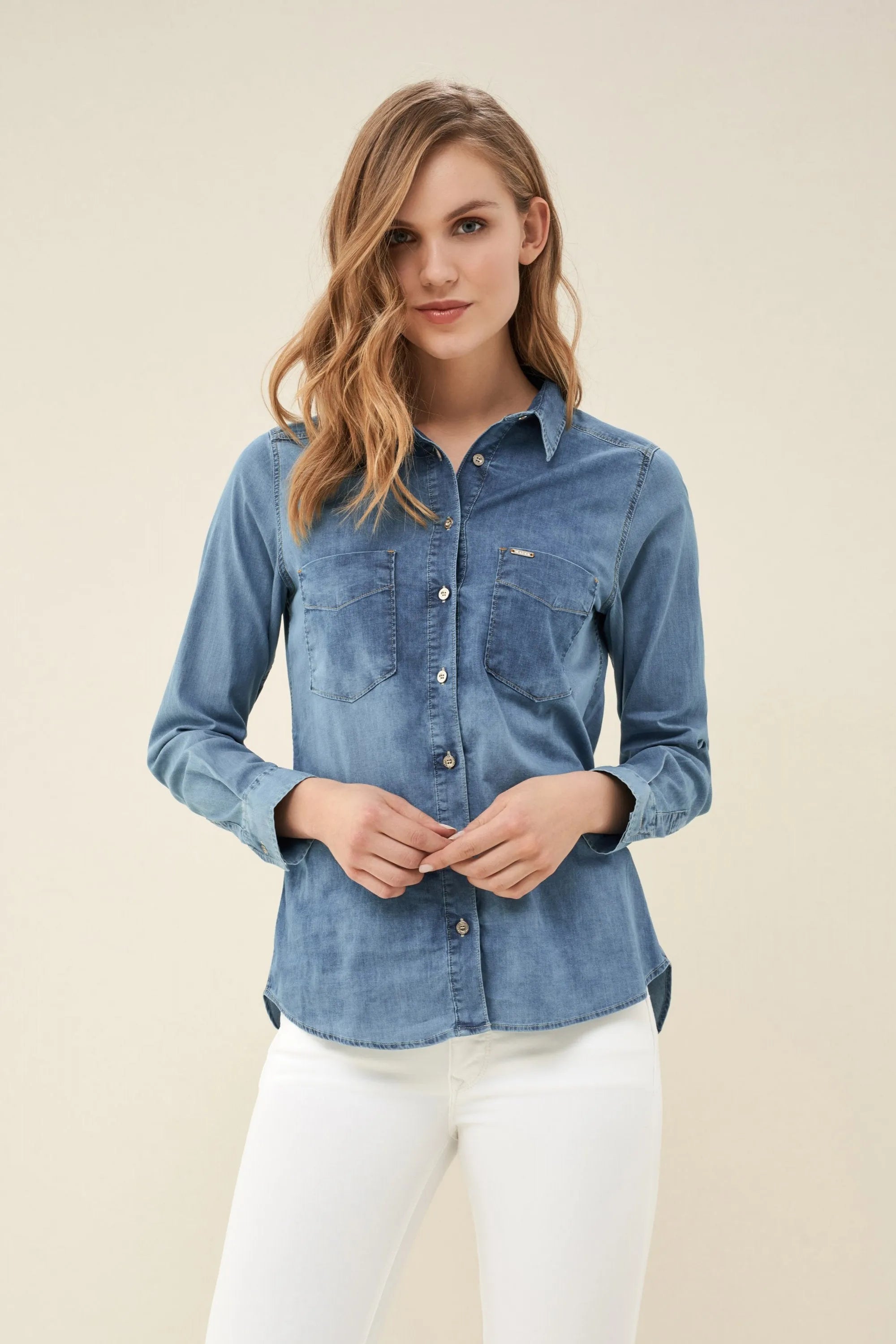 CAMISA VAQUERA REGULAR - ECRU