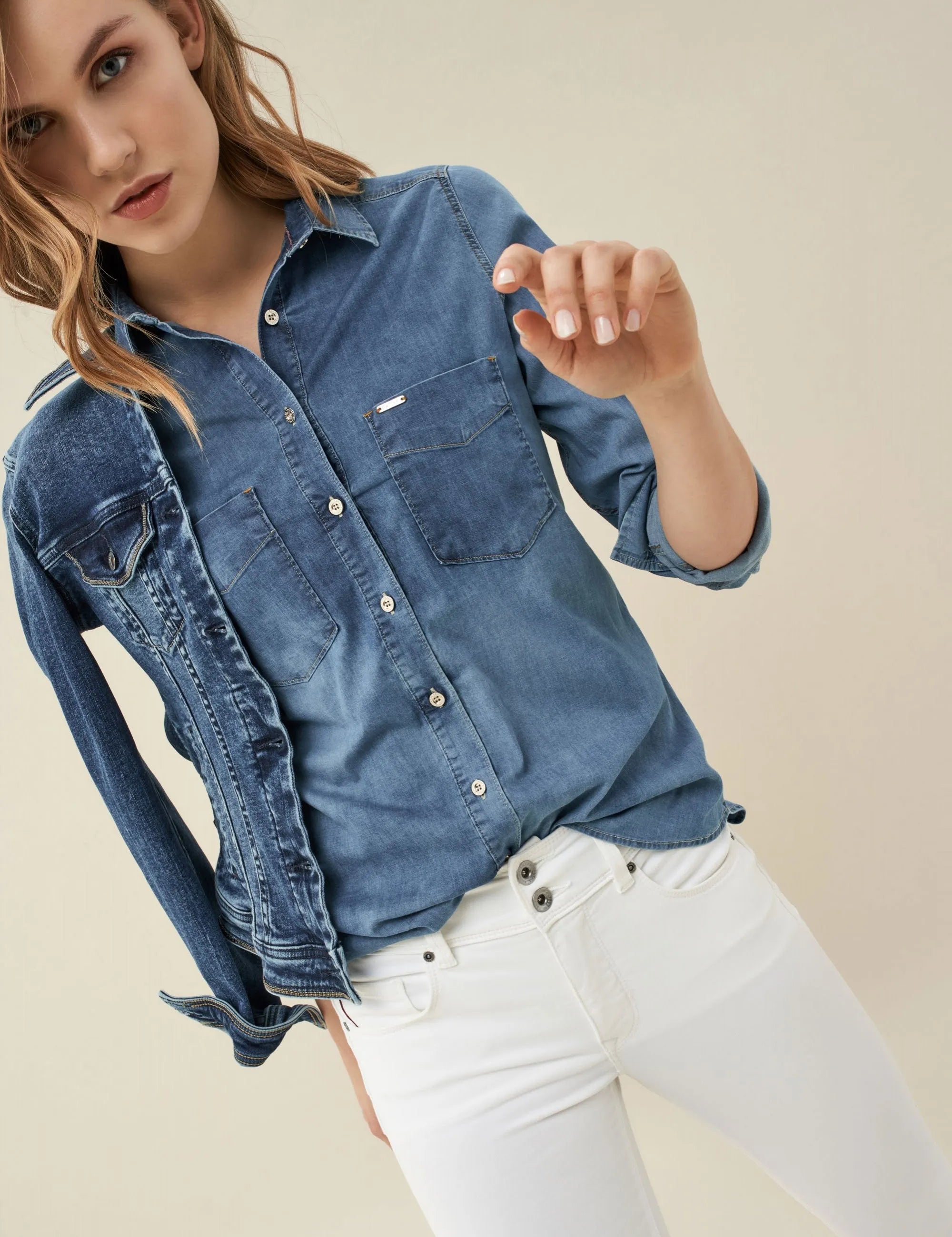 CAMISA VAQUERA REGULAR - ECRU