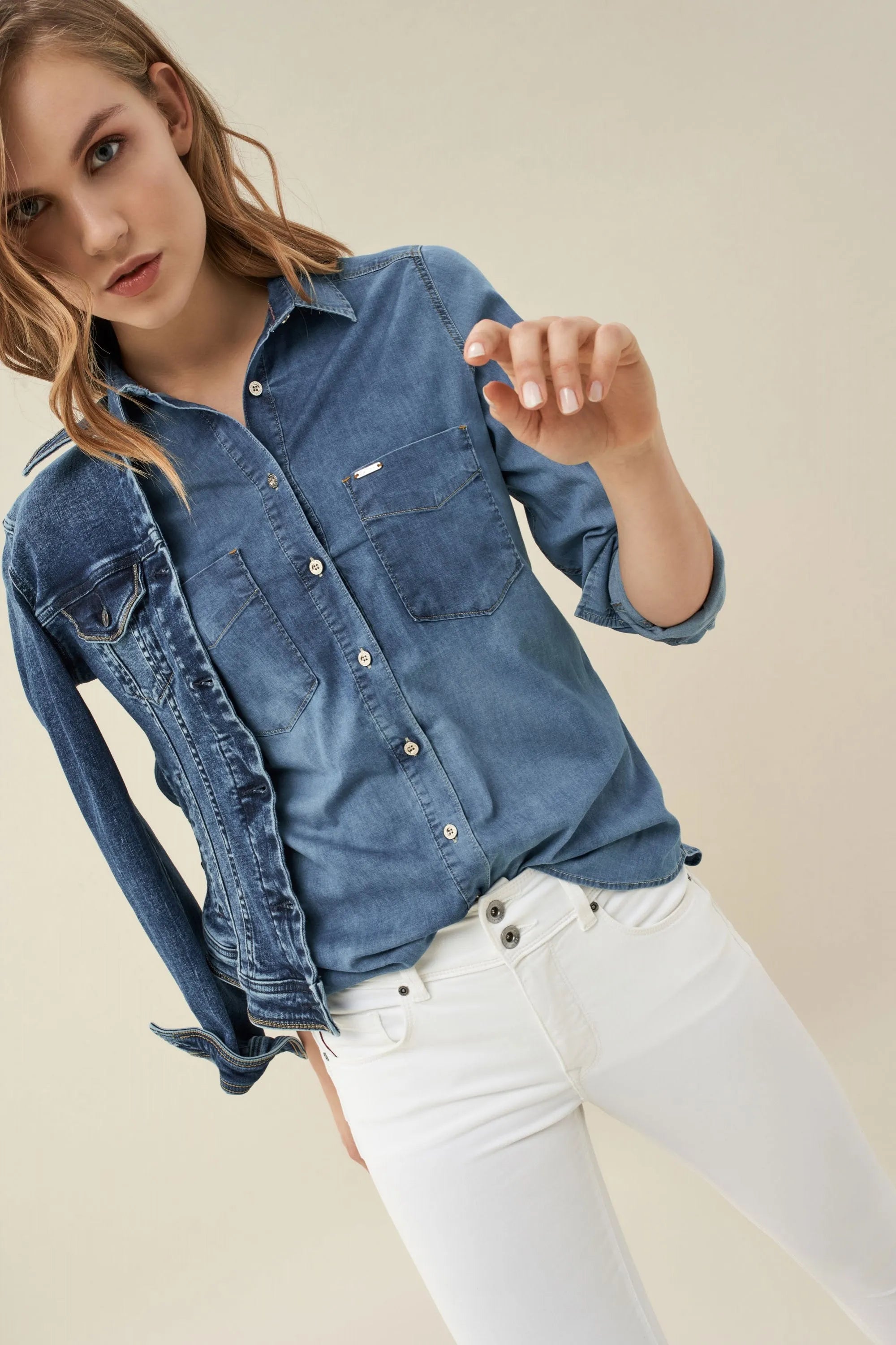 CAMISA VAQUERA REGULAR - ECRU