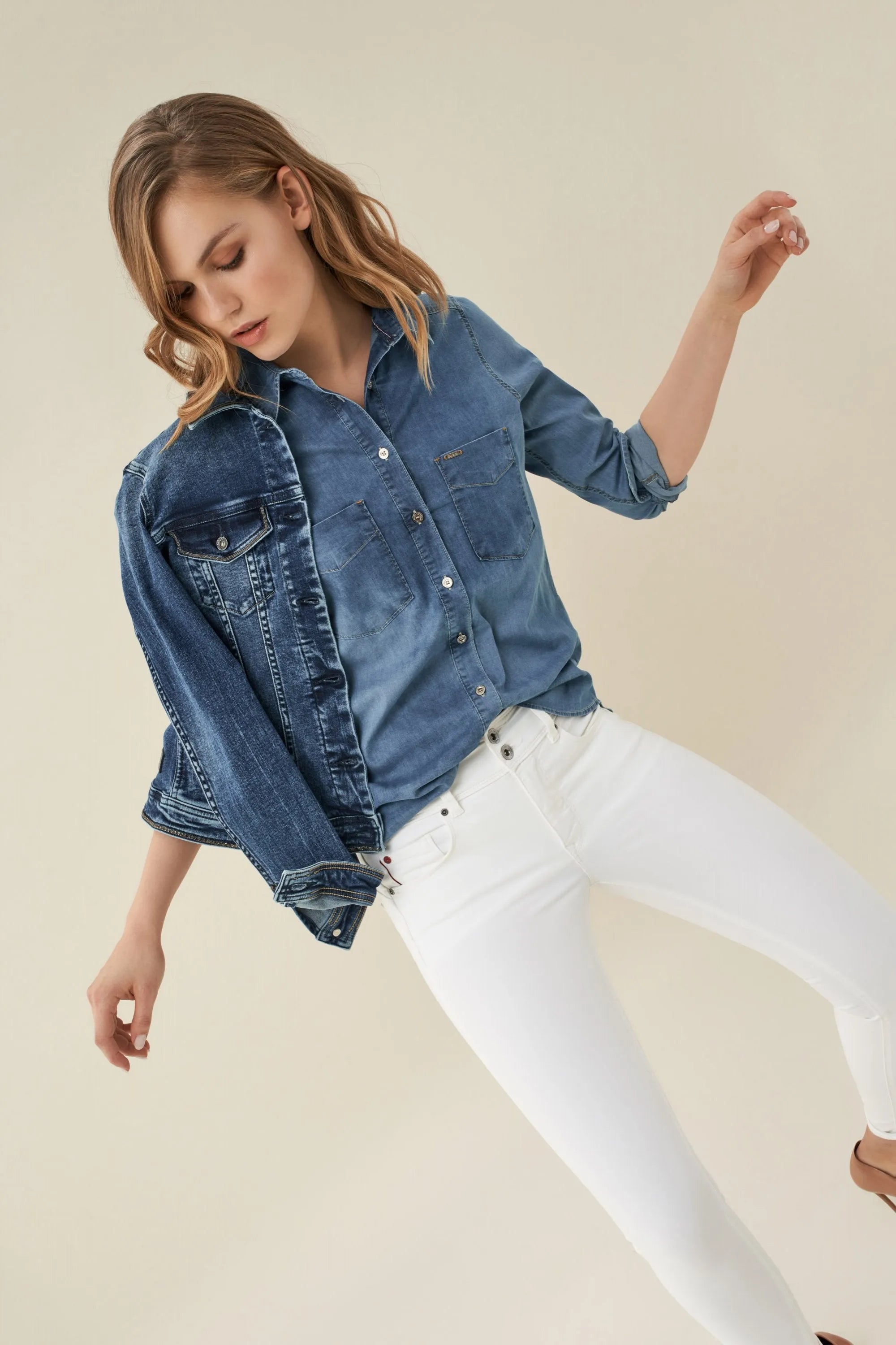 CAMISA VAQUERA REGULAR - ECRU