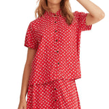 Camisa Xantik Manga Corta Red Dots - ECRU
