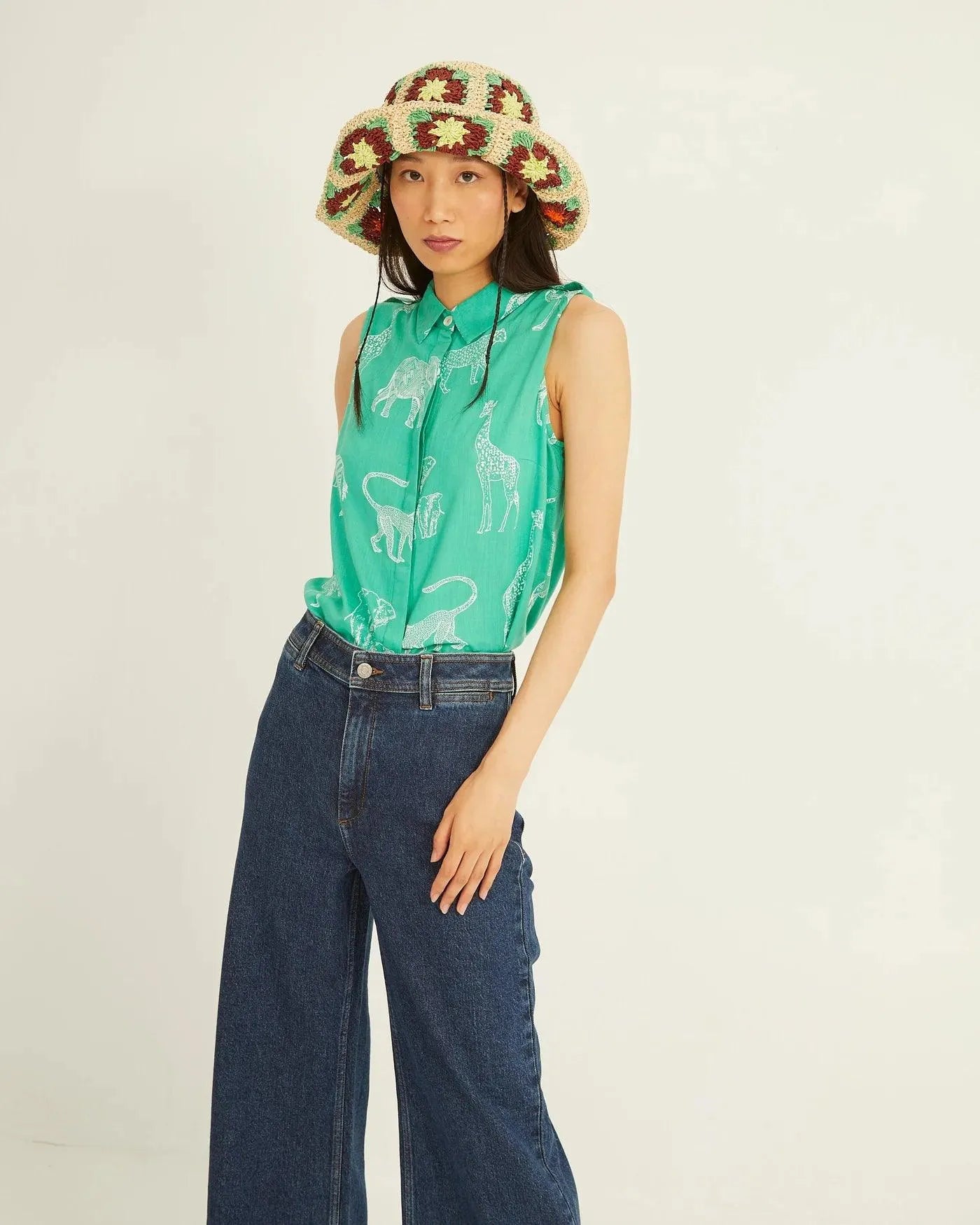 Camisa Xantik Manga Sisa Green Africa - ECRU