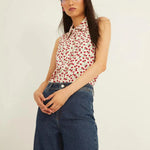 Camisa Xantik Tirantes White Cherries - ECRU