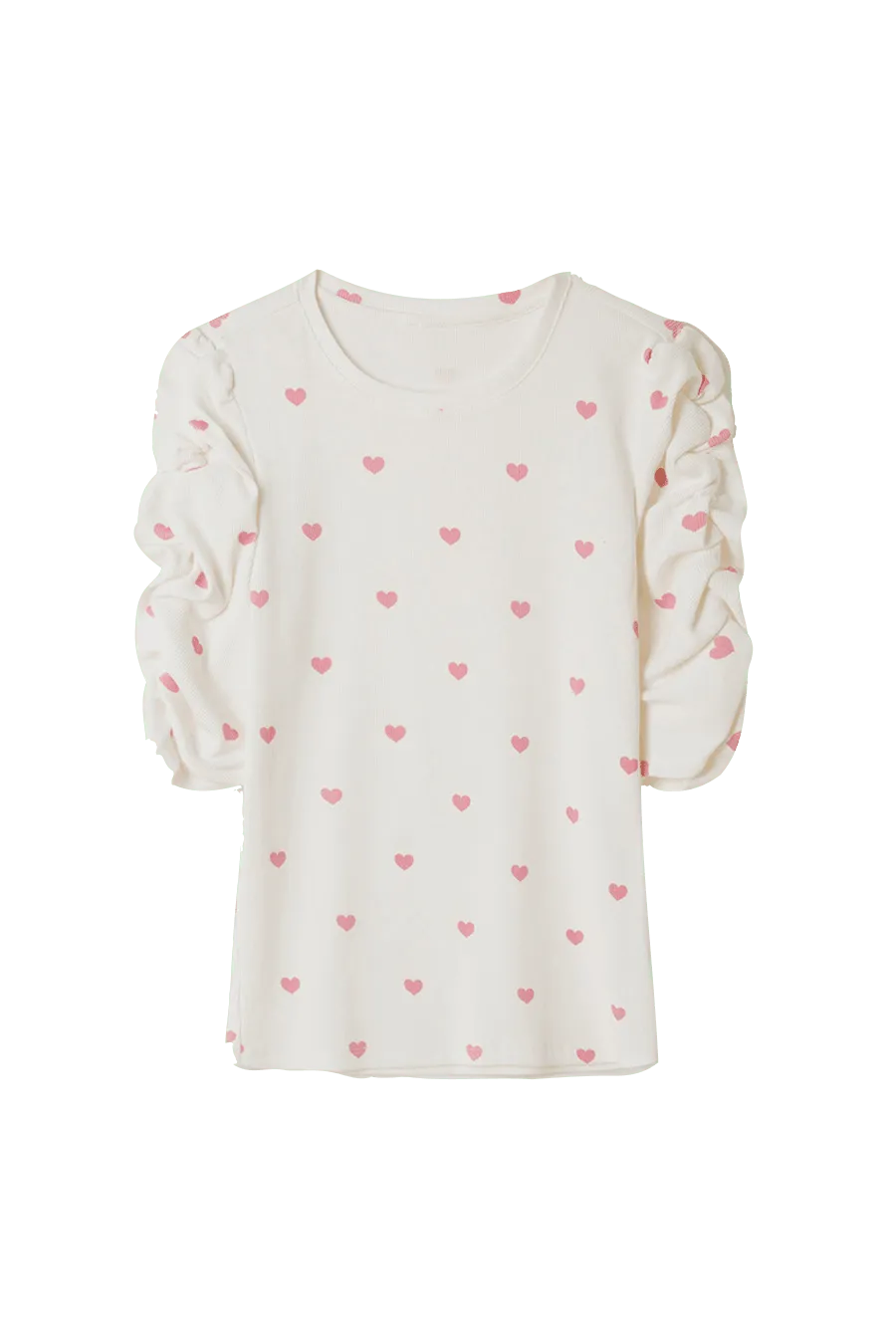 Camiseta Abullonada Corazones - ECRU