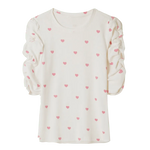 Camiseta Abullonada Corazones - ECRU