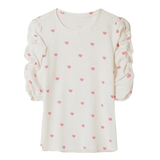 Camiseta Abullonada Corazones - ECRU