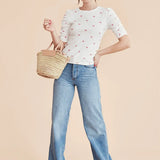 Camiseta Abullonada Corazones - ECRU