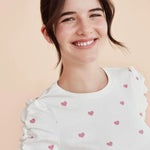 Camiseta Abullonada Corazones - ECRU