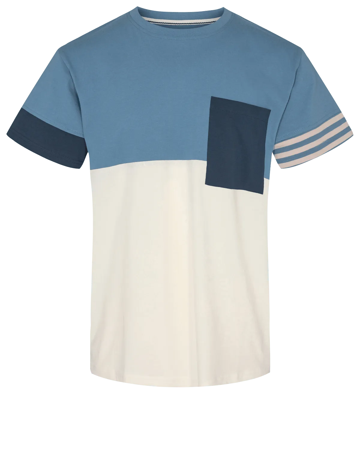 Camiseta Akkikki Stripe Cornet Blue - ECRU