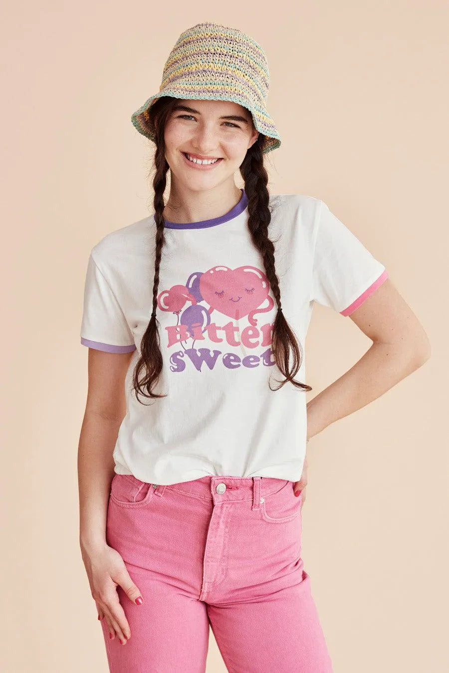 Camiseta algodón corazón - ECRU