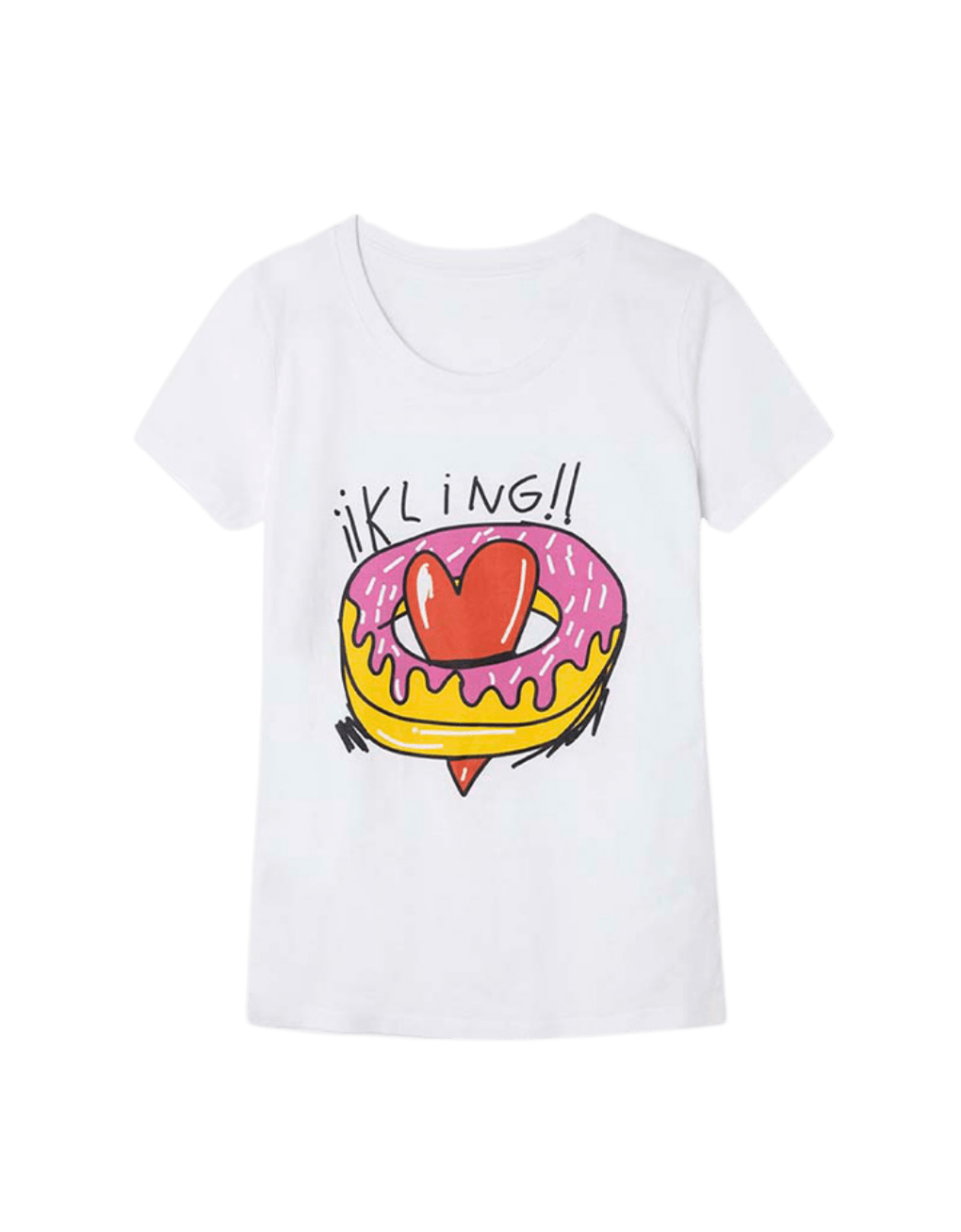 Camiseta algodón orgánico corazón Kling - ECRU