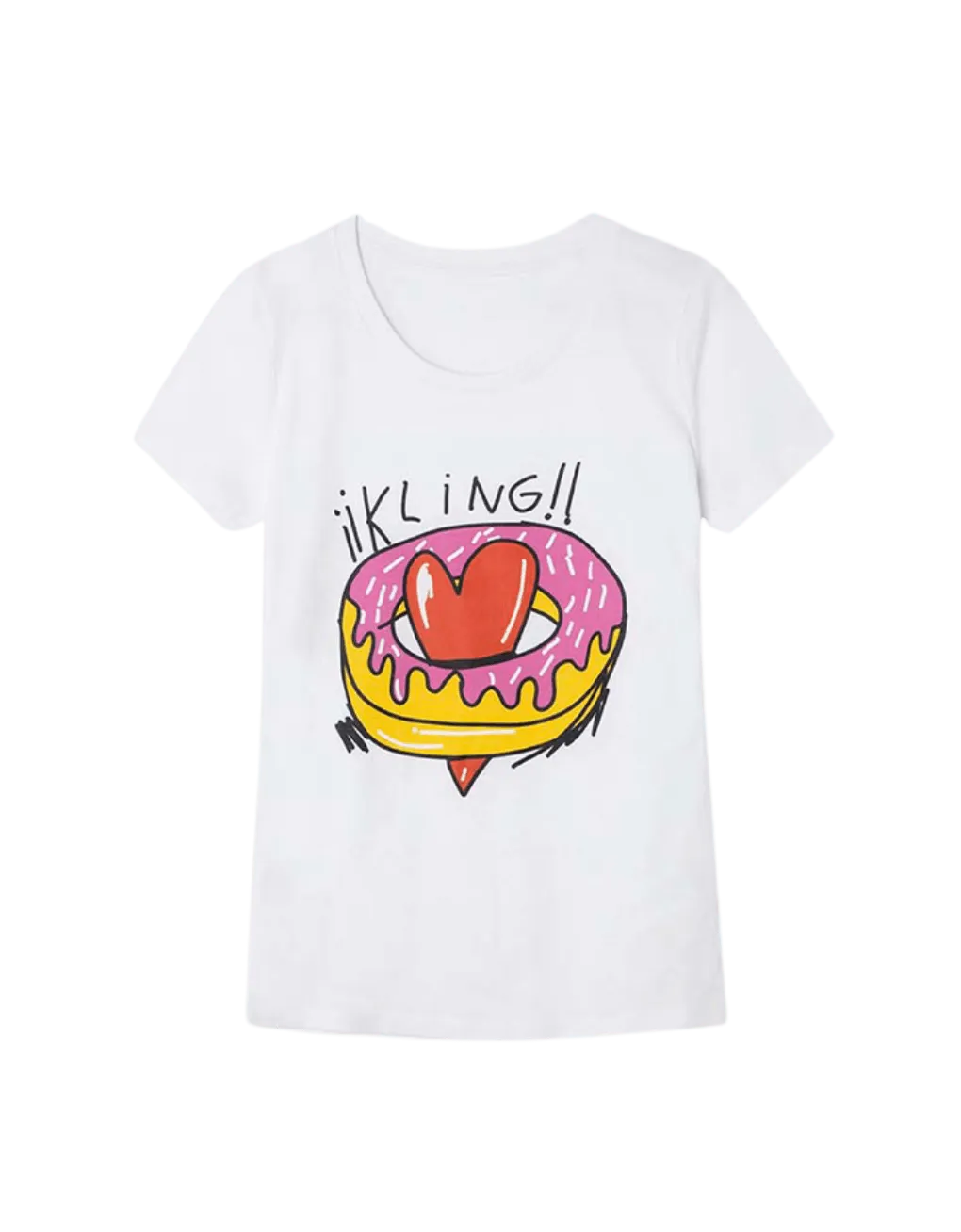 Camiseta algodón orgánico corazón Kling - ECRU