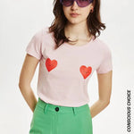 Camiseta algodón orgánico corazones - ECRU