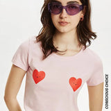 Camiseta algodón orgánico corazones - ECRU