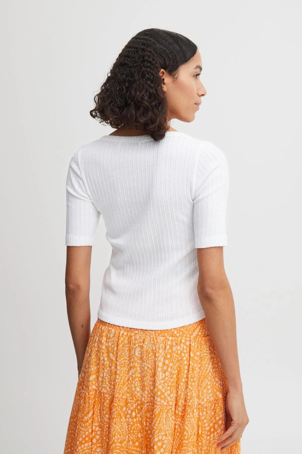 Camiseta B.Young Rilki Button Optical White - ECRU