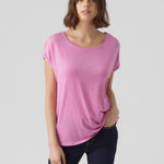 Camiseta Básica de Mujer Vero Moda AWARE Cyclamen - ECRU