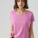 Camiseta Básica de Mujer Vero Moda AWARE Cyclamen - ECRU