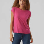 Camiseta Básica de Mujer Vero Moda AWARE Pink Yarrow - ECRU