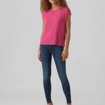 Camiseta Básica de Mujer Vero Moda AWARE Pink Yarrow - ECRU
