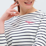 Camiseta Brighton Breton Blanco roto Azul marino Dinosaurio salvaje - ECRU