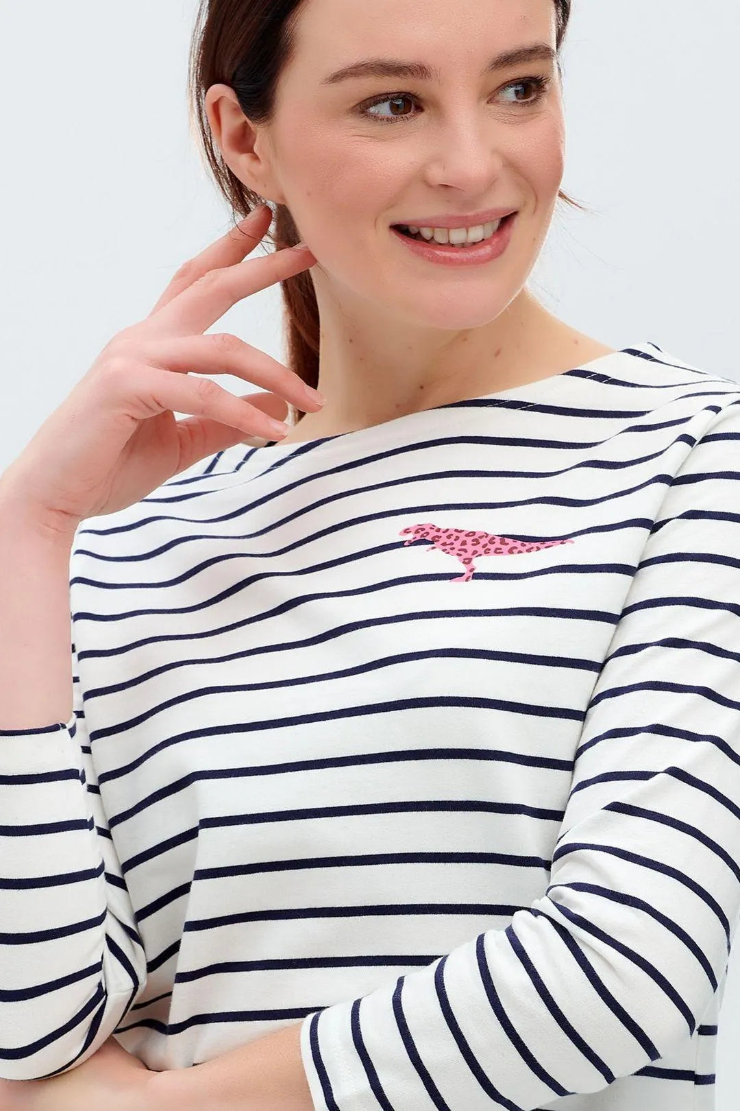 Camiseta Brighton Breton Blanco roto Azul marino Dinosaurio salvaje - ECRU