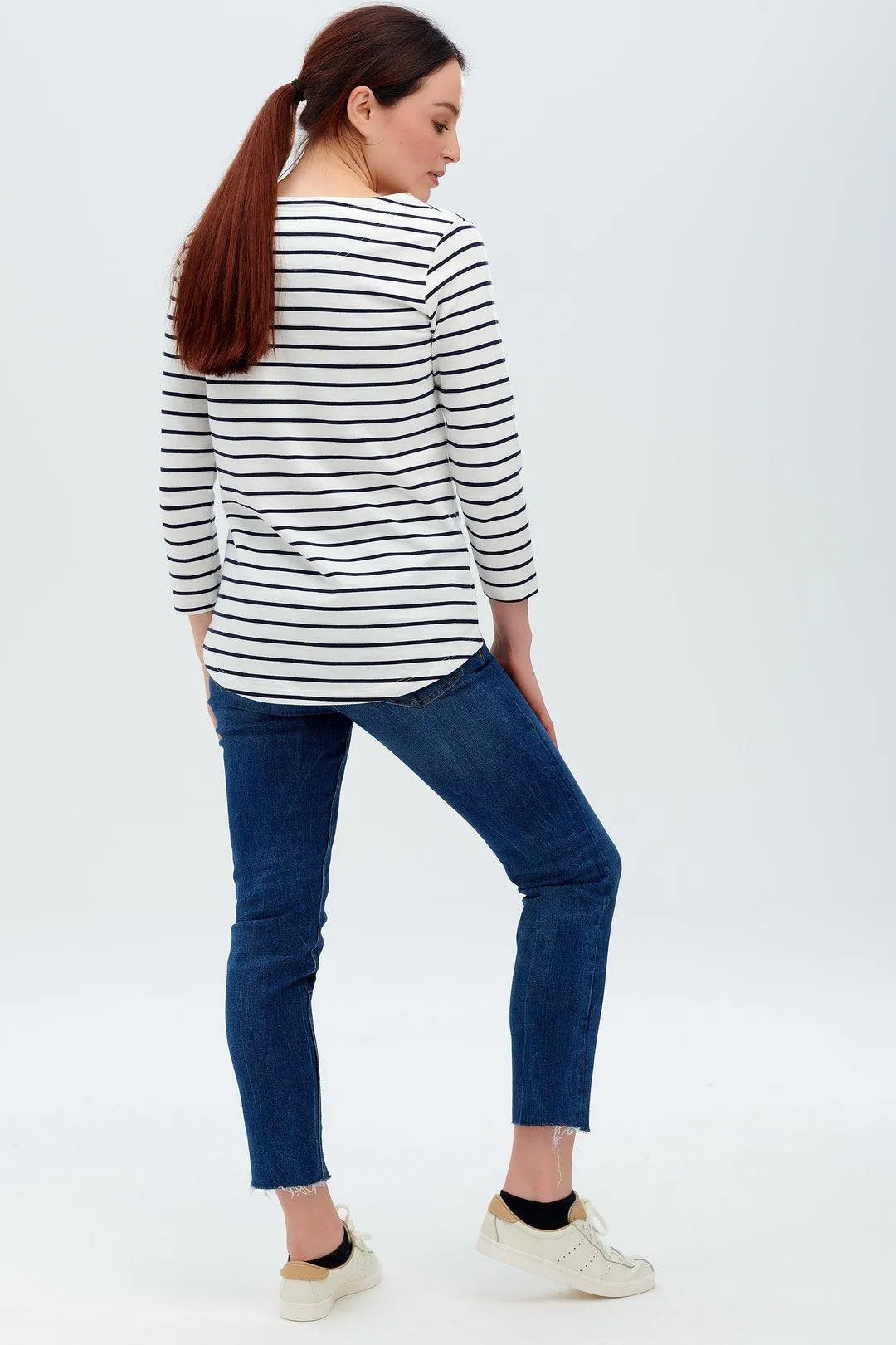 Camiseta Brighton Breton Blanco roto Azul marino Dinosaurio salvaje - ECRU