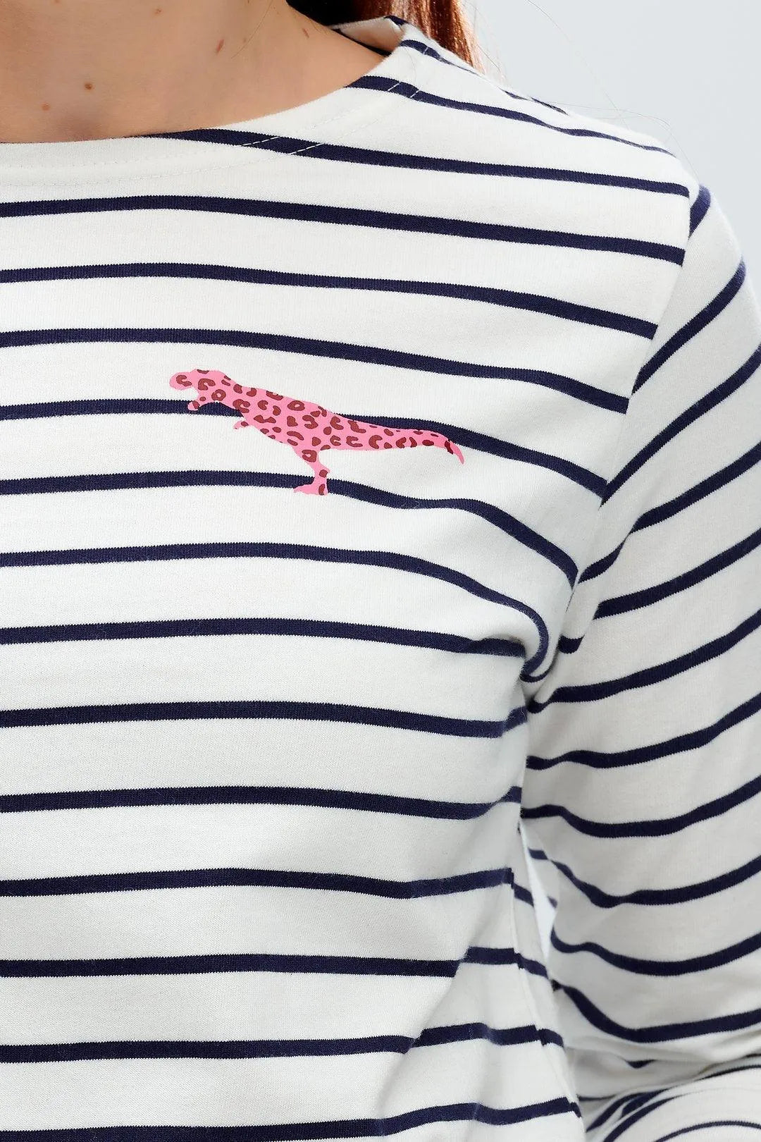 Camiseta Brighton Breton Blanco roto Azul marino Dinosaurio salvaje - ECRU