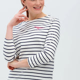 Camiseta Brighton Breton Blanco roto Azul marino Dinosaurio salvaje - ECRU