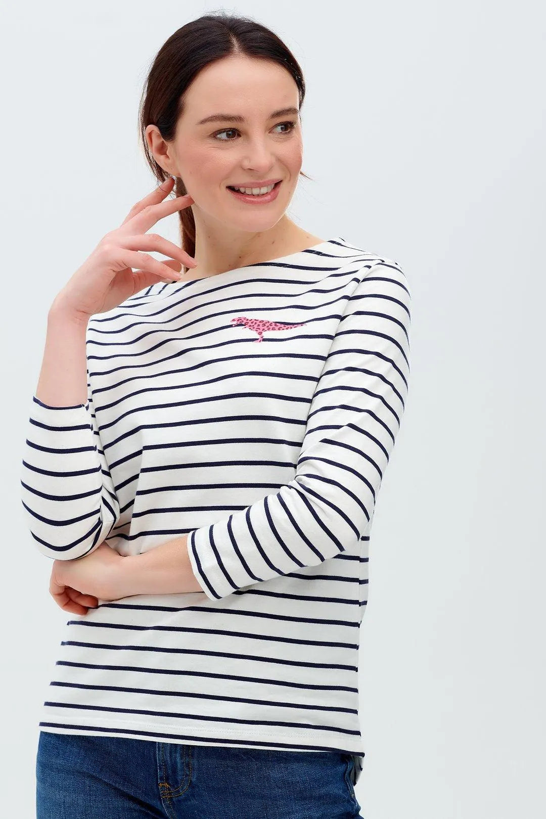 Camiseta Brighton Breton Blanco roto Azul marino Dinosaurio salvaje - ECRU