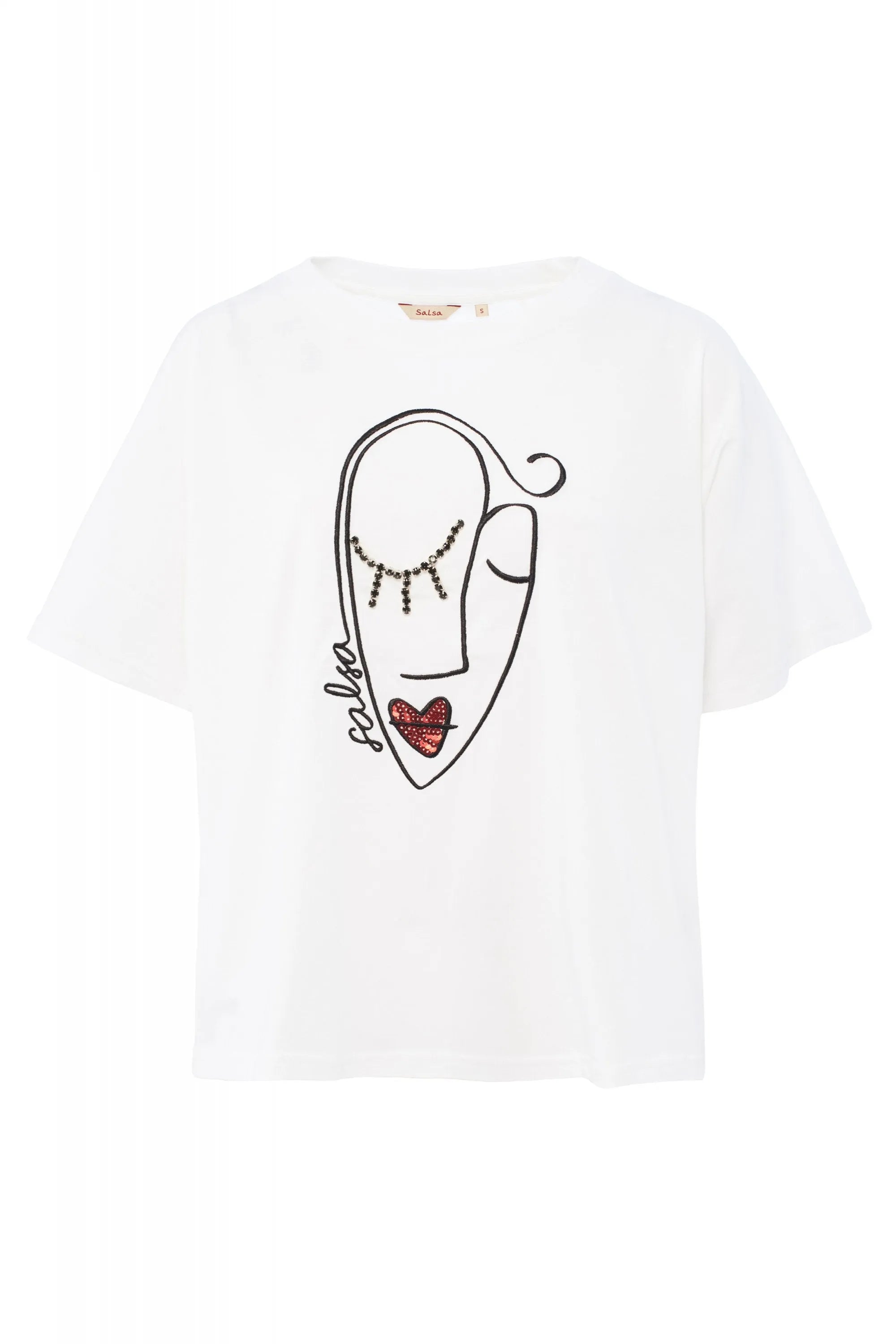 Camiseta con bordado - ECRU