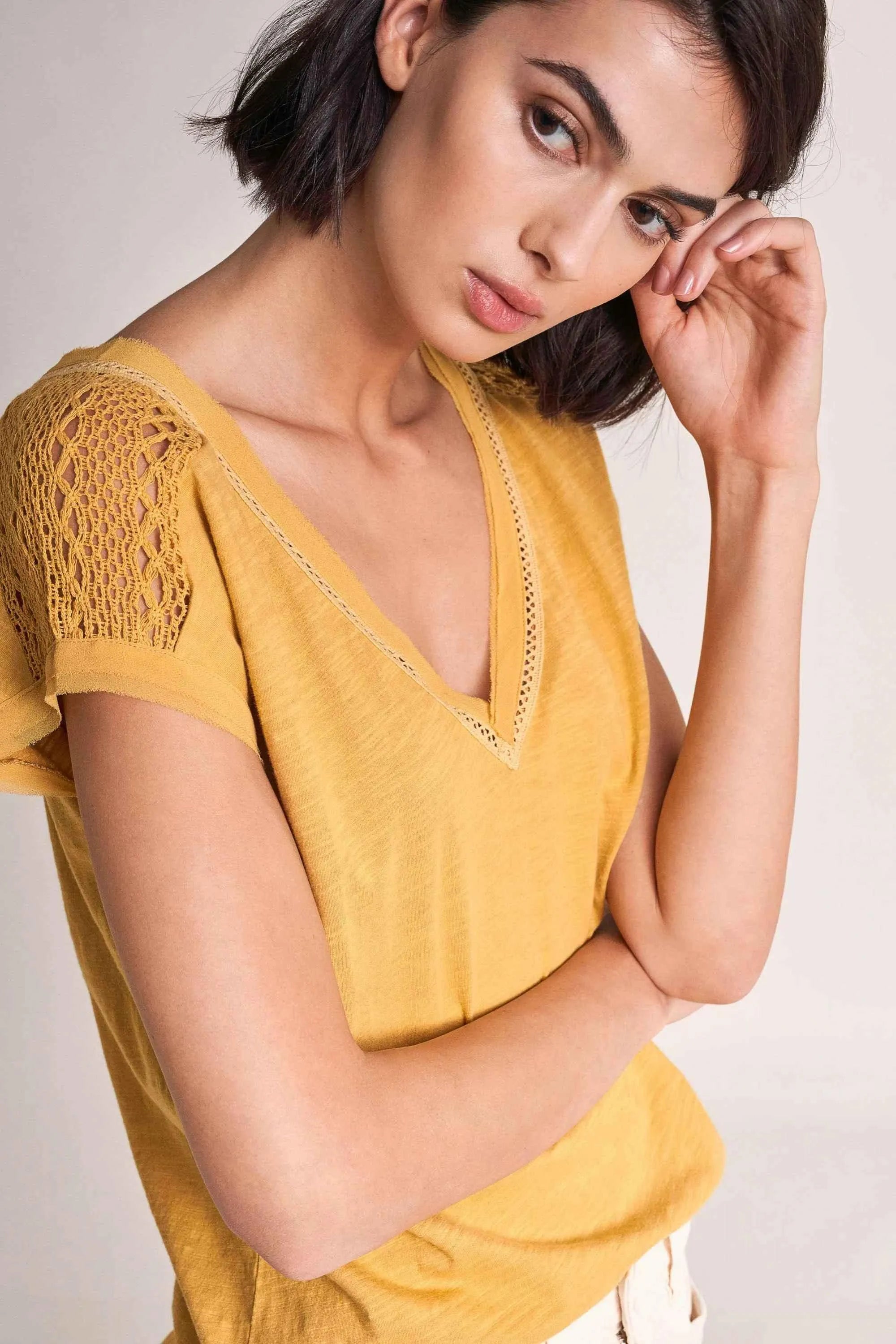 Camiseta con encaje - ECRU