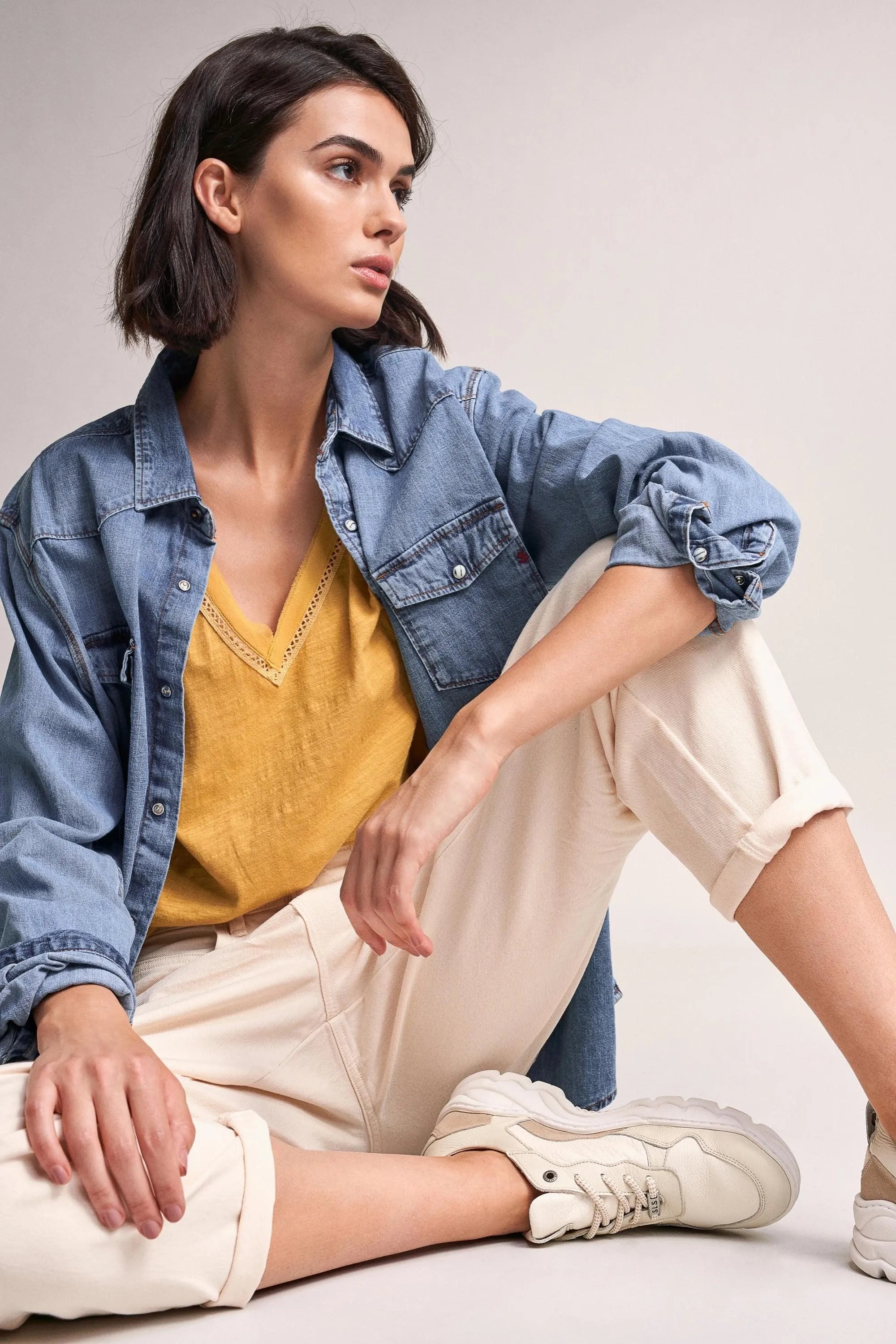 Camiseta con encaje - ECRU