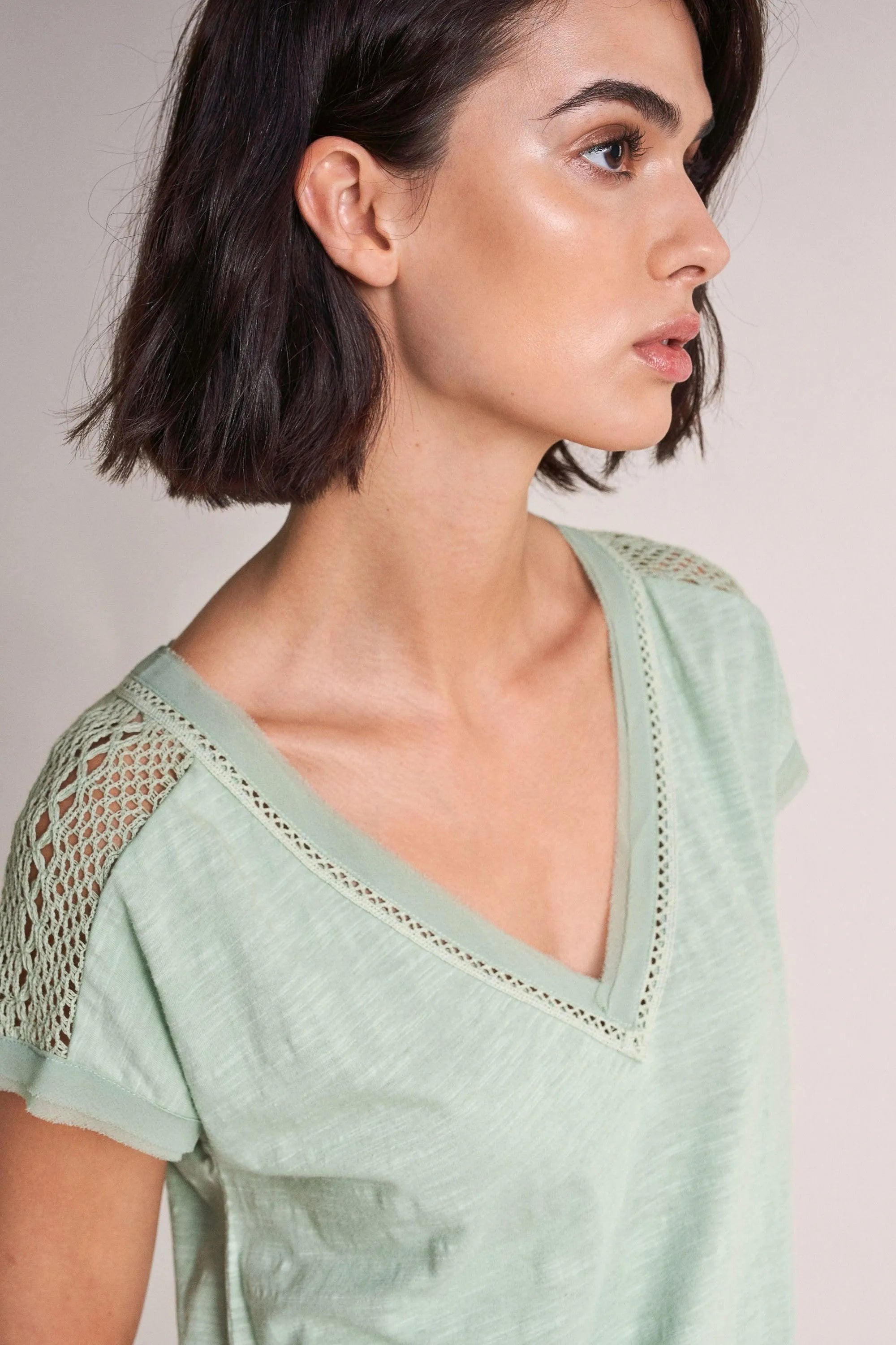 Camiseta con encaje - ECRU