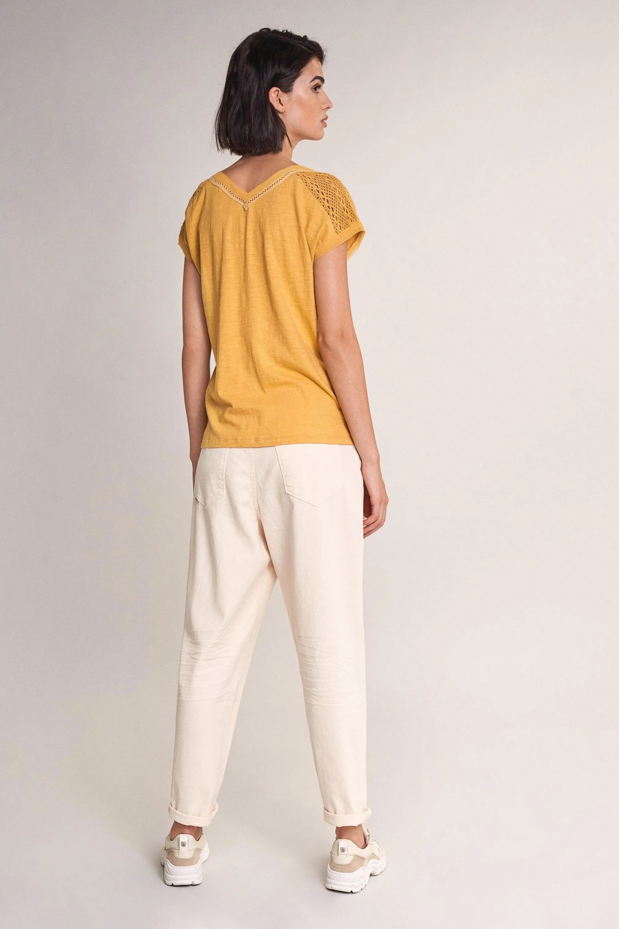 Camiseta con encaje - ECRU