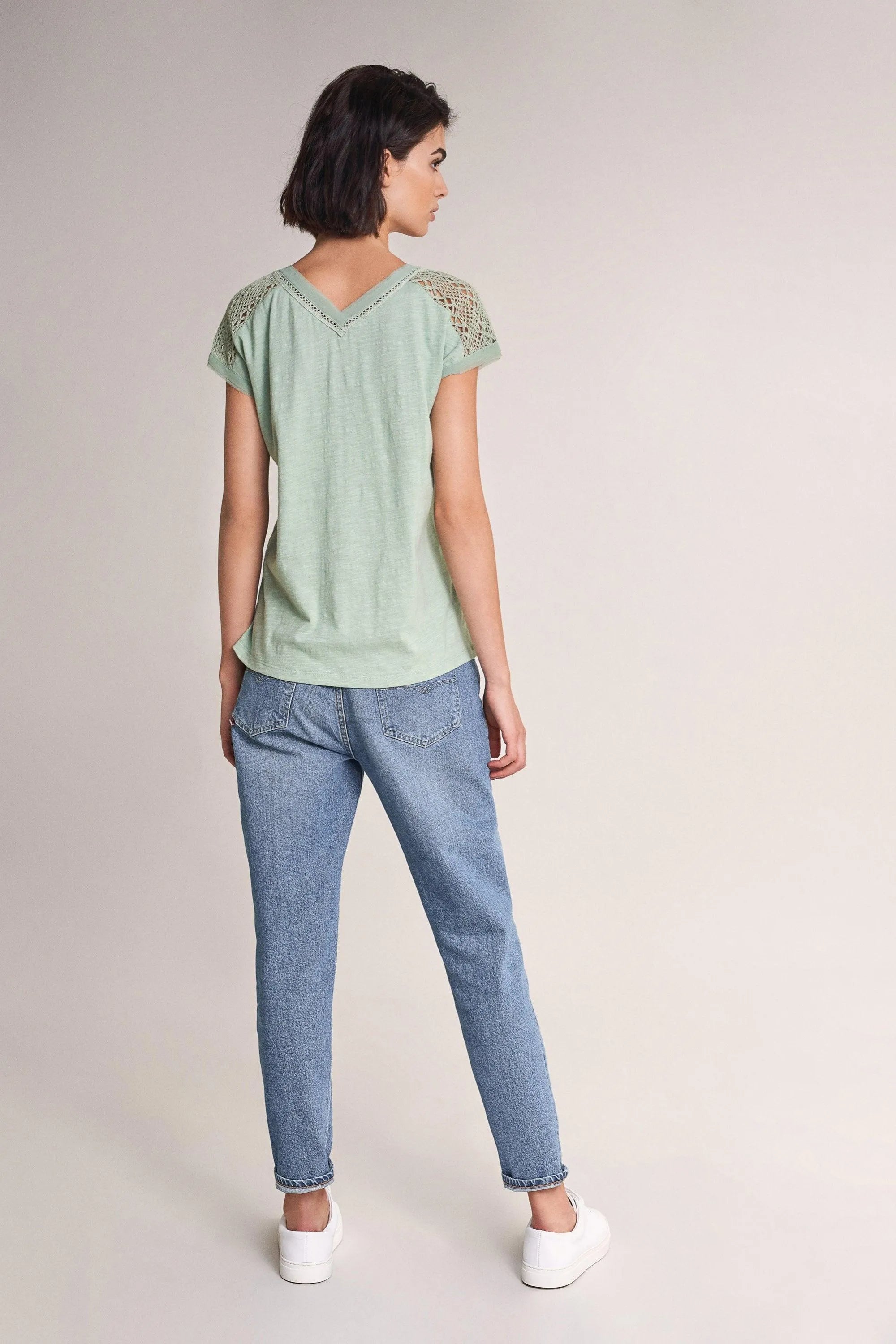 Camiseta con encaje - ECRU