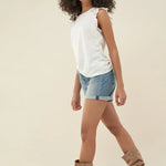 Camiseta con encaje y volantes en las mangas - ECRU