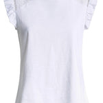 Camiseta con encaje y volantes en las mangas - ECRU