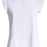 Camiseta con encaje y volantes en las mangas - ECRU