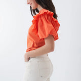 Camiseta con manga abullonada - ECRU